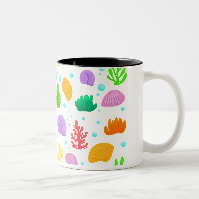 Colourful Marine Life Mug – Algae, Coral & Shells (Right)