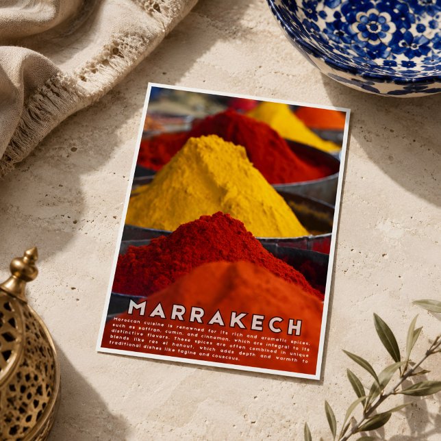 Colourful Marrakech Moroccan Medina Spices Postcard (Marrakech Postcards. )
