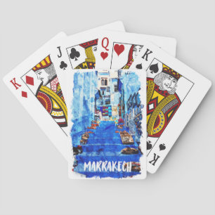 Colourful Marrakech Morocco Architecture Watercolo Playing Cards