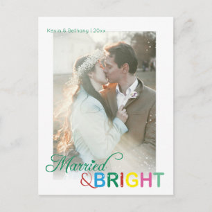Colourful Married & Bright Christmas Photo Holiday Postcard
