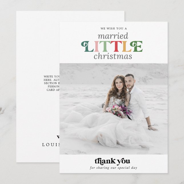 Colourful Married Little Christmas Thank You Holiday Card (Front/Back)