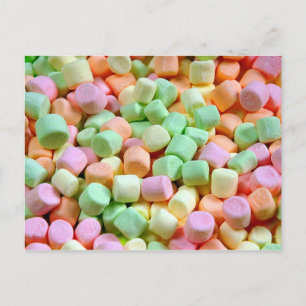 Colourful marshmallows postcard