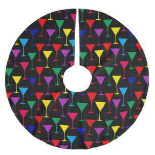 Colourful Martini Cocktail Pattern Brushed Polyester Tree Skirt
