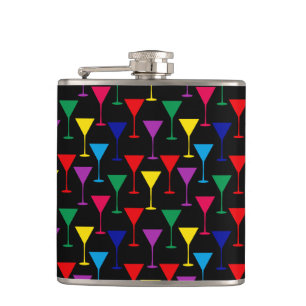 Colourful Martini Cocktail Pattern Hip Flask