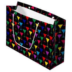 Colourful Martini Cocktail Pattern Large Gift Bag