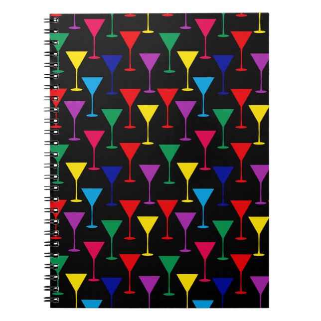Colourful Martini Cocktail Pattern Notebook (Front)