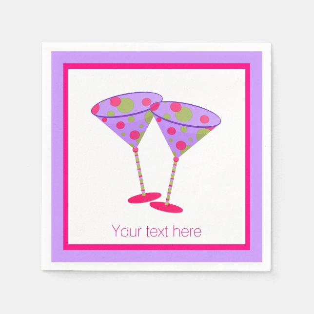 Colourful Martini Glasses Custom Paper Napkins (Front)