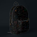 Colourful Mathematics Equation Math Formulas Schoo Printed Backpack<br><div class="desc">A colourful mathematics equations and formulas pattern on a black background. An ideal backpack design for math teachers,  mathematic enthusiasts,  scientists,  math students,  mathematics tutors,  arithmetic and great for back to school.  A modern math pattern for back to school students and teachers etc.</div>