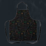 Colourful Mathematics Equations Math Formulas  Apron<br><div class="desc">A colourful mathematics equations and formulas pattern on a black background. An ideal design for math teachers,  mathematic enthusiasts,  scientists,  math students,  mathematics tutors,  arithmetic etc. A modern math pattern for back to school students and teachers etc.</div>