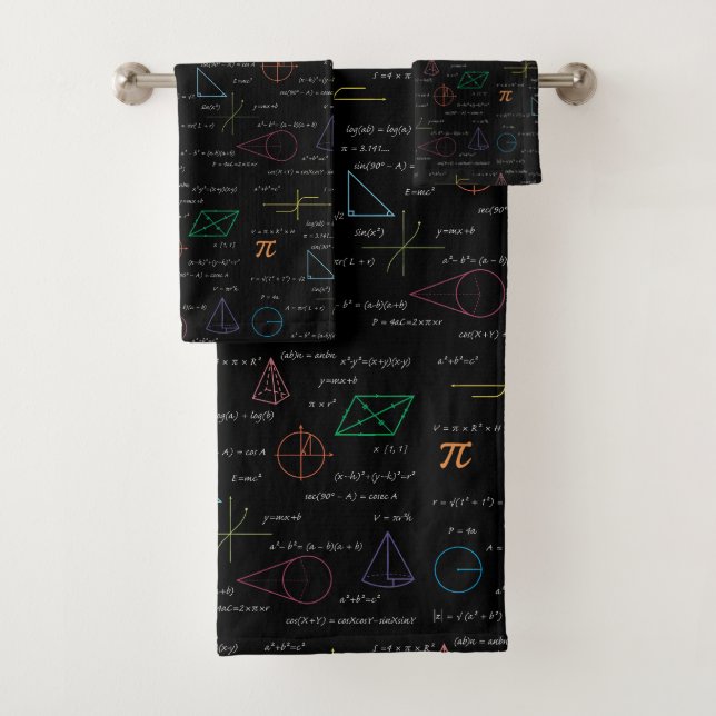 Colourful Mathematics Equations Math Formulas  Bath Towel Set (Insitu)