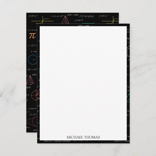Colourful Mathematics Equations Math Formulas  Card (Front/Back)
