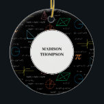 Colourful Mathematics Equations Math Formulas  Ceramic Tree Decoration<br><div class="desc">A colourful mathematics equations and formulas pattern on a black background. An ideal design for math teachers,  mathematic enthusiasts,  scientists,  math students,  mathematics tutors,  arithmetic etc. A modern math pattern for back to school students and teachers etc.</div>