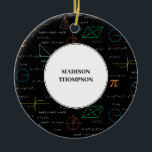 Colourful Mathematics Equations Math Formulas  Ceramic Tree Decoration<br><div class="desc">A colourful mathematics equations and formulas pattern on a black background. An ideal design for math teachers,  mathematic enthusiasts,  scientists,  math students,  mathematics tutors,  arithmetic etc. A modern math pattern for back to school students and teachers etc.</div>