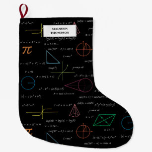 Colourful Mathematics Equations Math Formulas  Large Christmas Stocking
