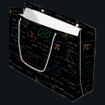 Colourful Mathematics Equations Math Formulas  Large Gift Bag<br><div class="desc">A colourful mathematics equations and formulas pattern on a black background. An ideal design for math teachers,  mathematic enthusiasts,  scientists,  math students,  mathematics tutors,  arithmetic etc. A modern math pattern for back to school students and teachers etc.</div>