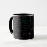 Colourful Mathematics Equations Math Formulas  Mug<br><div class="desc">A colourful mathematics equations and formulas pattern on a black background. An ideal design for math teachers,  mathematic enthusiasts,  scientists,  math students,  mathematics tutors,  arithmetic etc. A modern math pattern for back to school students and teachers etc.</div>