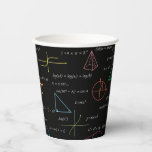 Colourful Mathematics Equations Math Formulas  Paper Cups<br><div class="desc">A colourful mathematics equations and formulas pattern on a black background. An ideal design for math teachers,  mathematic enthusiasts,  scientists,  math students,  mathematics tutors,  arithmetic etc. A modern math pattern for back to school students and teachers etc.</div>