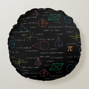Colourful Mathematics Equations Math Formulas  Round Cushion
