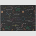 Colourful Mathematics Equations Math Formulas  Tissue Paper<br><div class="desc">A colourful mathematics equations and formulas pattern on a black background. An ideal design for math teachers,  mathematic enthusiasts,  scientists,  math students,  mathematics tutors,  arithmetic etc. A modern math pattern for back to school students and teachers etc.</div>