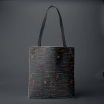 Colourful Mathematics Equations Math Formulas  Tote Bag<br><div class="desc">A colourful mathematics equations and formulas pattern on a black background. An ideal design for math teachers,  mathematic enthusiasts,  scientists,  math students,  mathematics tutors,  arithmetic etc. A modern math pattern for back to school students and teachers etc.</div>