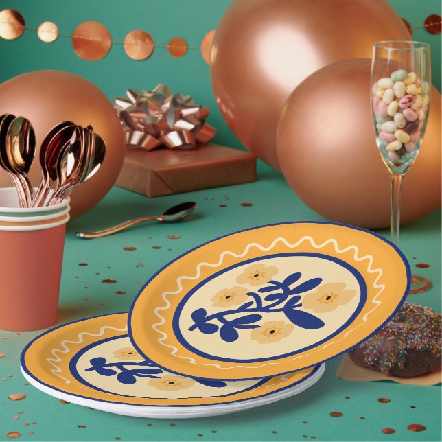 Colourful Matisse Abstract Floral Artsy Paper Plate (Multi)