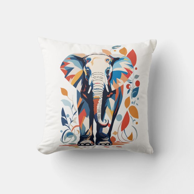 Colourful Matisse Inspired Elephant Design Cushion (Front)