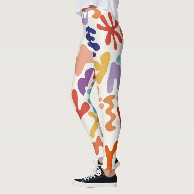 Colourful Matisse Pattern Abstract Botanical Shape Leggings (Left)
