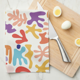 Colourful Matisse Pattern Abstract Botanical Shape Tea Towel