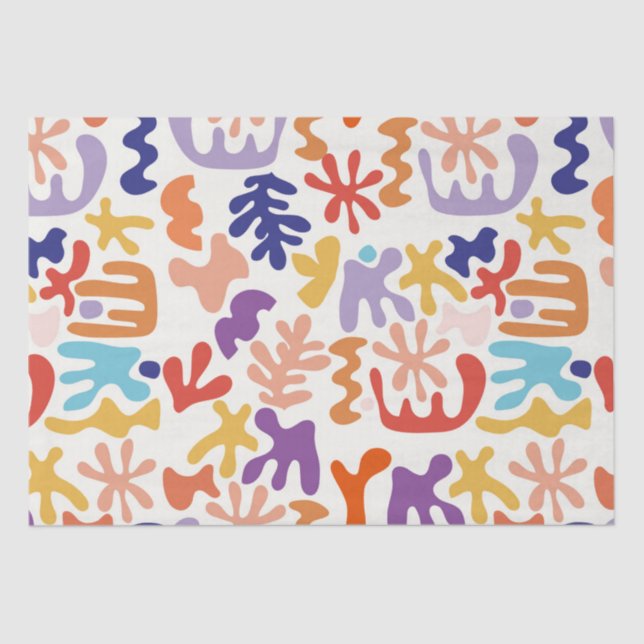 Colourful Matisse Pattern Abstract Botanical Shape Tissue Paper (Front)