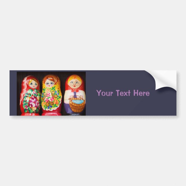 Colourful Matryoshka Dolls Bumper Sticker (Front)