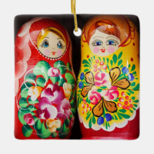 Colourful Matryoshka Dolls Ceramic Ornament