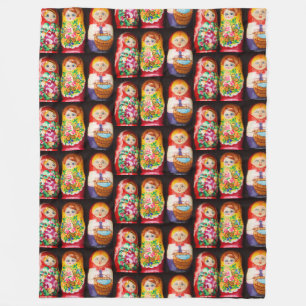 Colourful Matryoshka Dolls Fleece Blanket