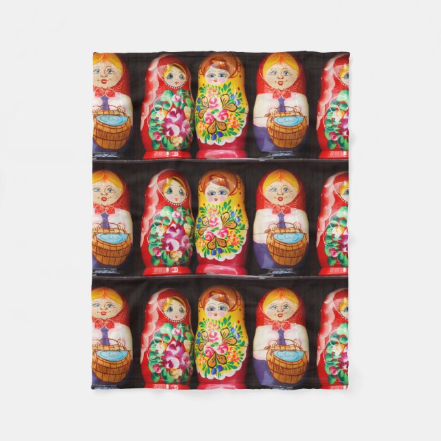Colourful Matryoshka Dolls Fleece Blanket (Front)