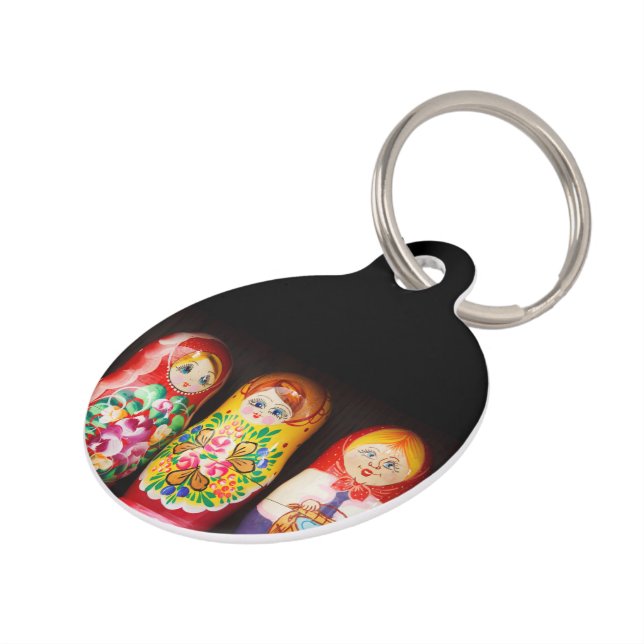 Colourful Matryoshka Dolls Pet Tag (Side)