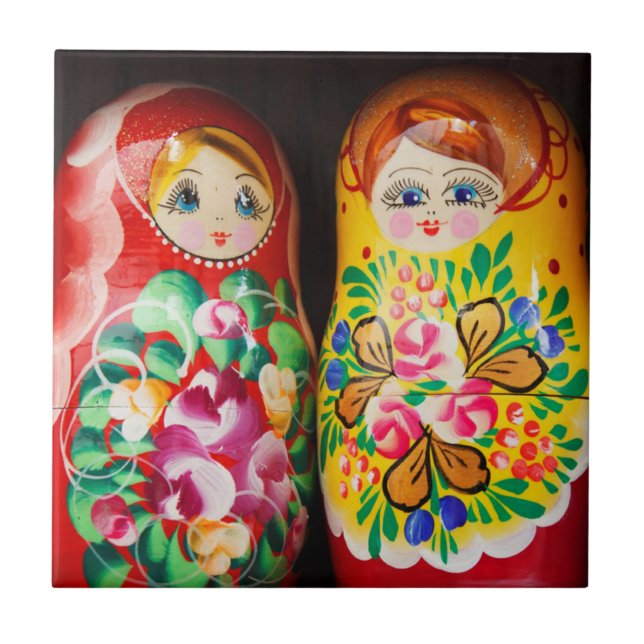 Colourful Matryoshka Dolls Tile (Front)