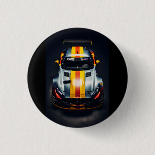 Colourful Matte Race Car Printed Button