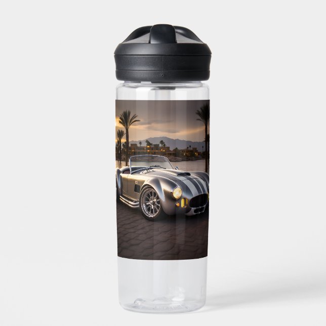 Colourful matte race car water bottle (Front)