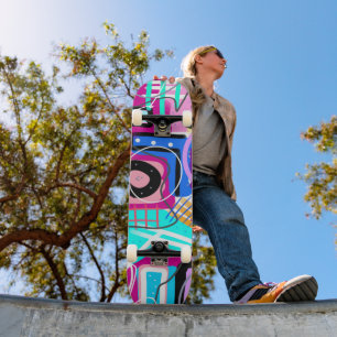 Colourful Maximalist Expressive Abstract Skateboard