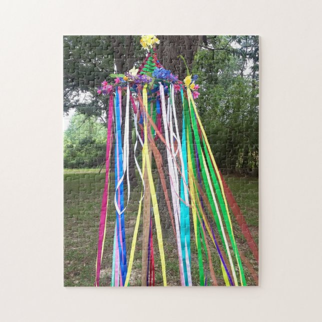 Colourful May Pole Ribbon Beltane Celebration Jigsaw Puzzle (Vertical)