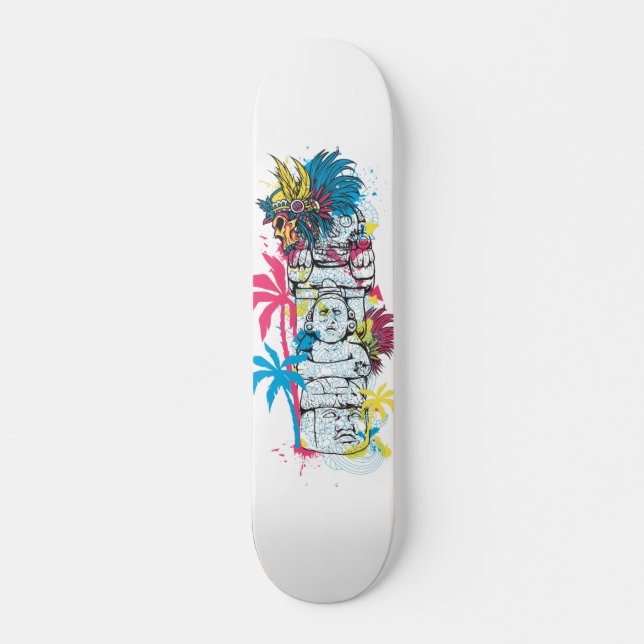 Colourful Mayan Skateboard (Front)