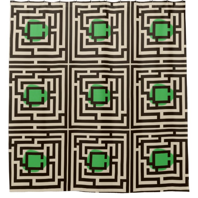 Colourful Maze Pattern on Custom Colour Shower Curtain (Front)