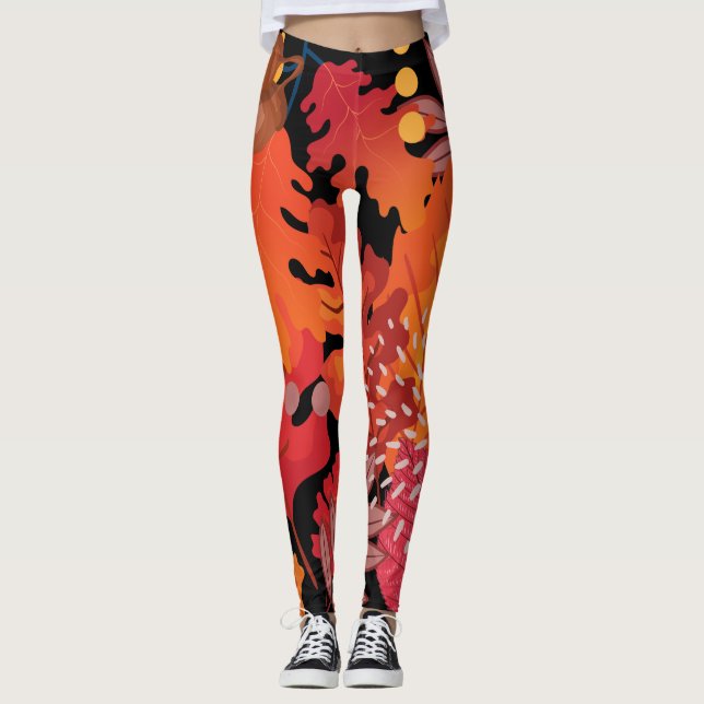 Colourful Meadley of Leaves Leggings (Front)