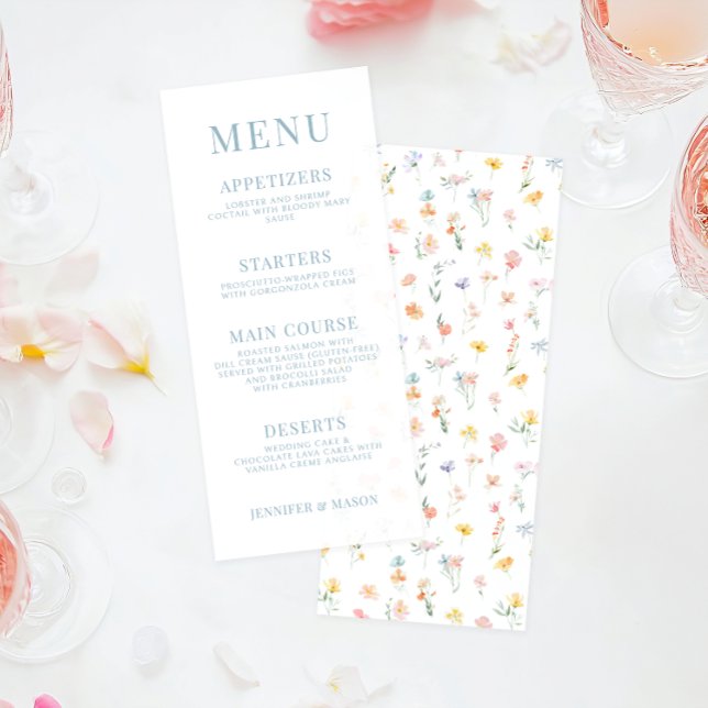 Colourful Meadow Flower Wildflower Wedding Menu (Creator Uploaded)