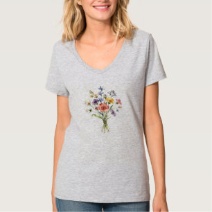 Colourful Meadow Flowers Soft Natural Arrangement T-Shirt