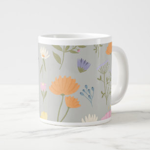 Colourful meadow on grey large coffee mug
