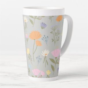 Colourful meadow on grey latte mug