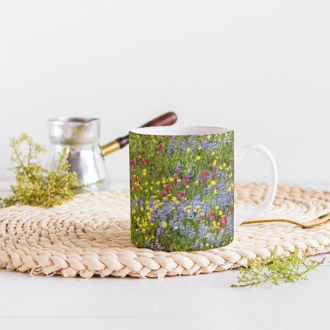 Colourful Meadow Wildflowers Floral Mug (In Situ Table)