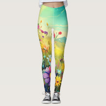 Colourful meadow Yoga Leggins