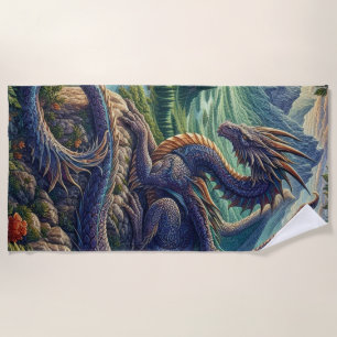 Colourful, Mediaeval Dragon castle Beach Towel