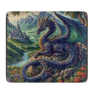 Colourful, Mediaeval Dragon castle Cutting Board